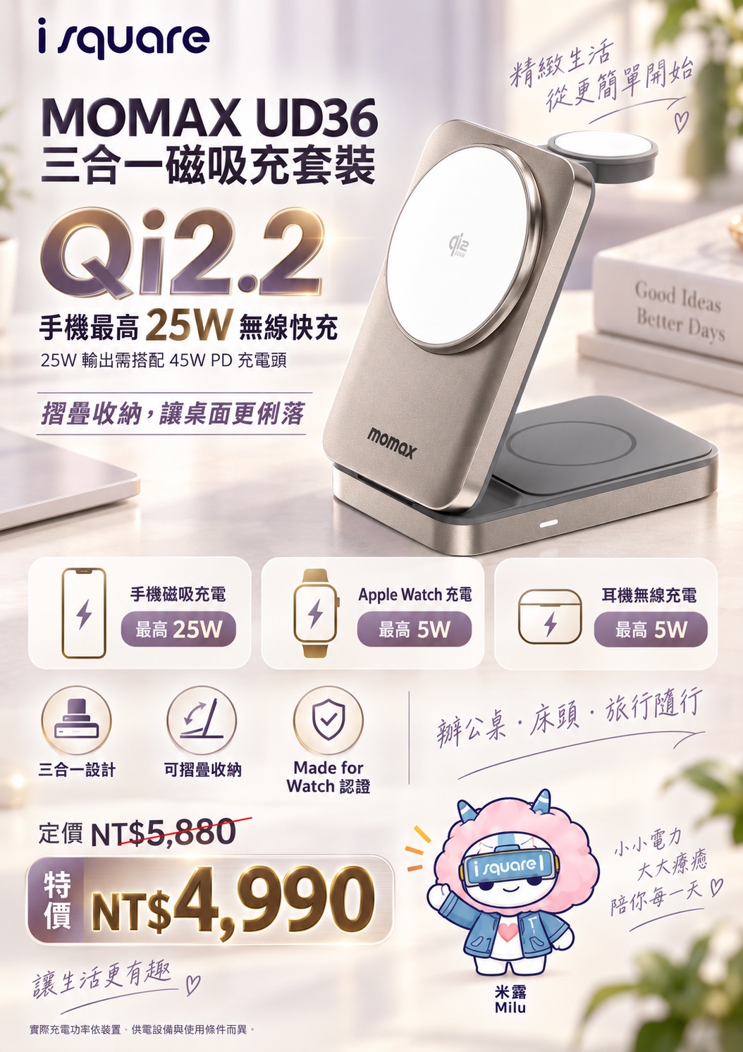 MOMAX UD36 三合一磁吸充套裝完整商品文宣：規格與售價