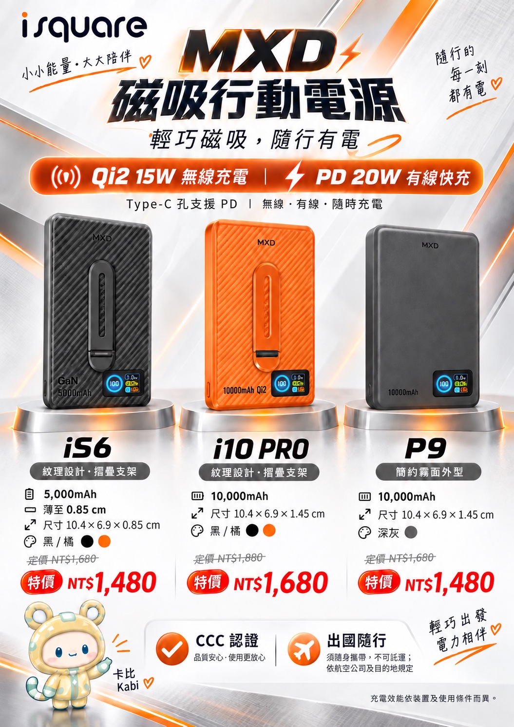 MXD iS6／i10 PRO／P9 磁吸行動電源完整商品文宣：規格與售價