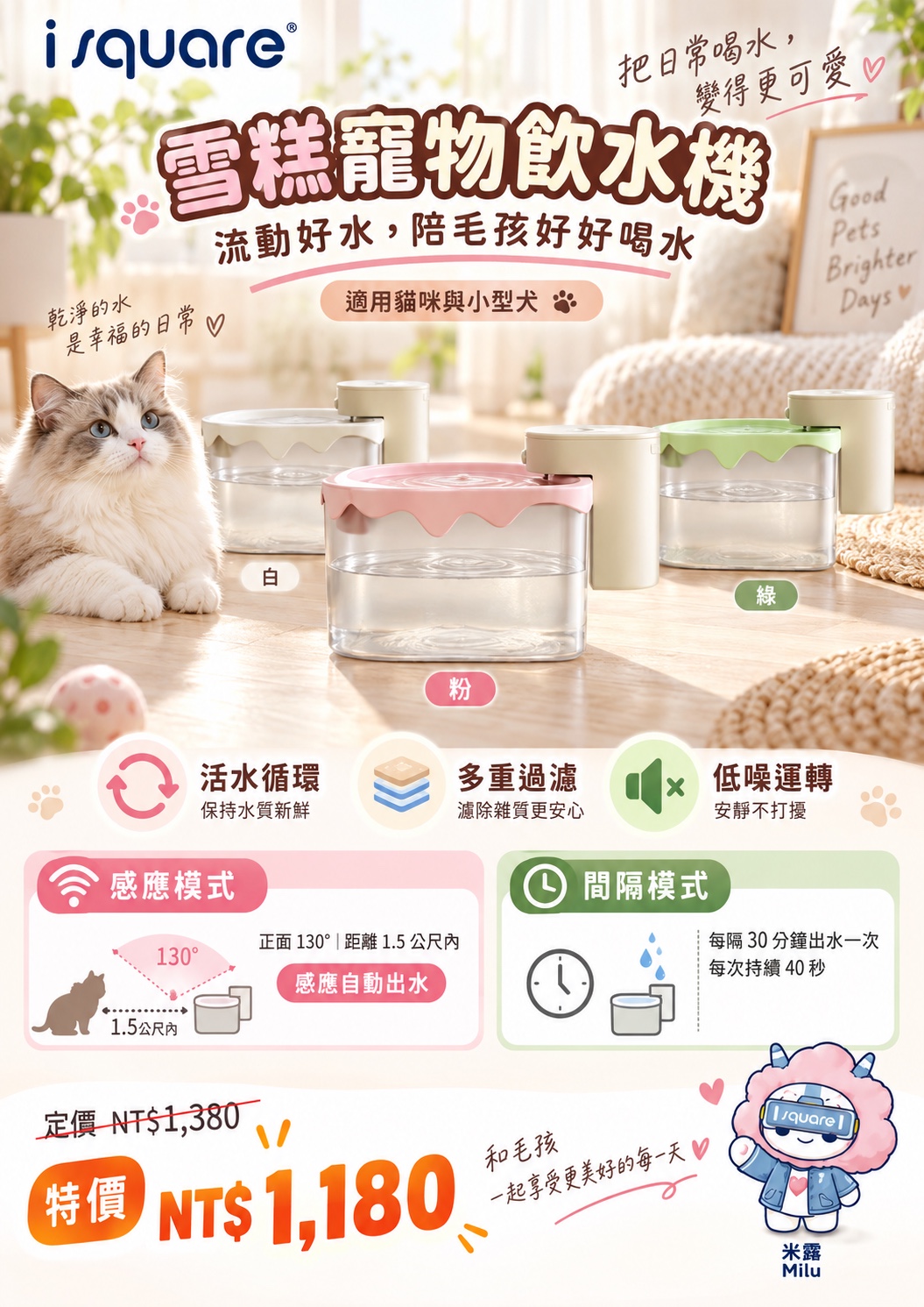 雪糕寵物飲水機完整商品文宣：規格與售價