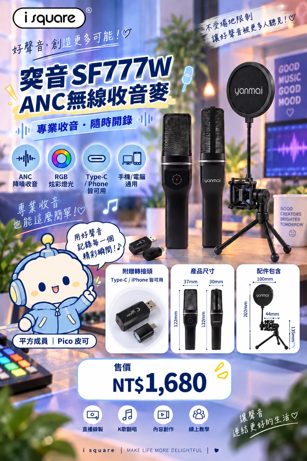 突音 SF777W ANC 無線收音麥完整商品文宣：規格與售價